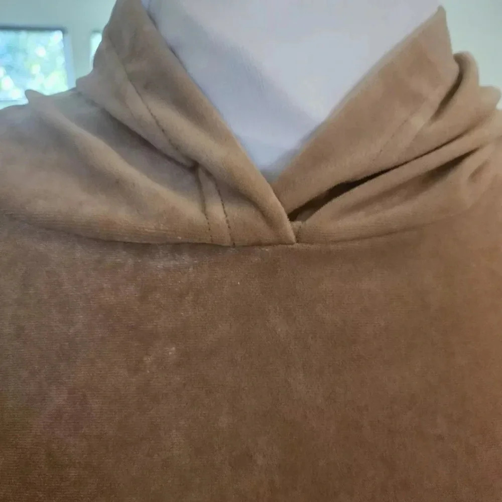 Express Velvet Velour Long Sleeve Cropped Hoodie Women’s Size M Butterscotch EUC - Picture 4 of 8